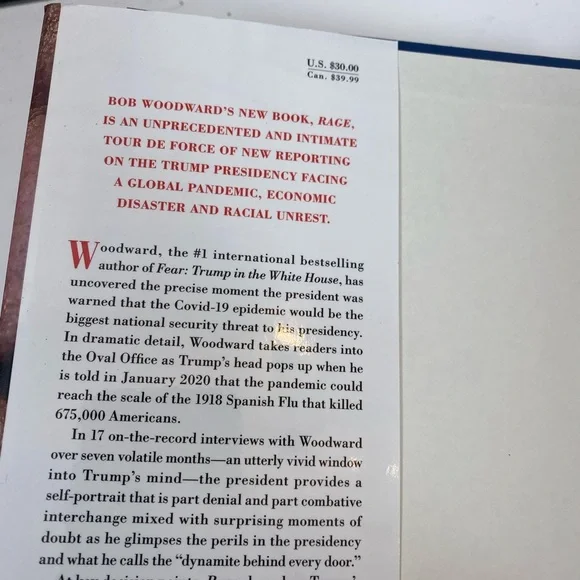 Donald Trump Book Rage: Bob Woodward Hard Cover NEW - Picture 3 of 4